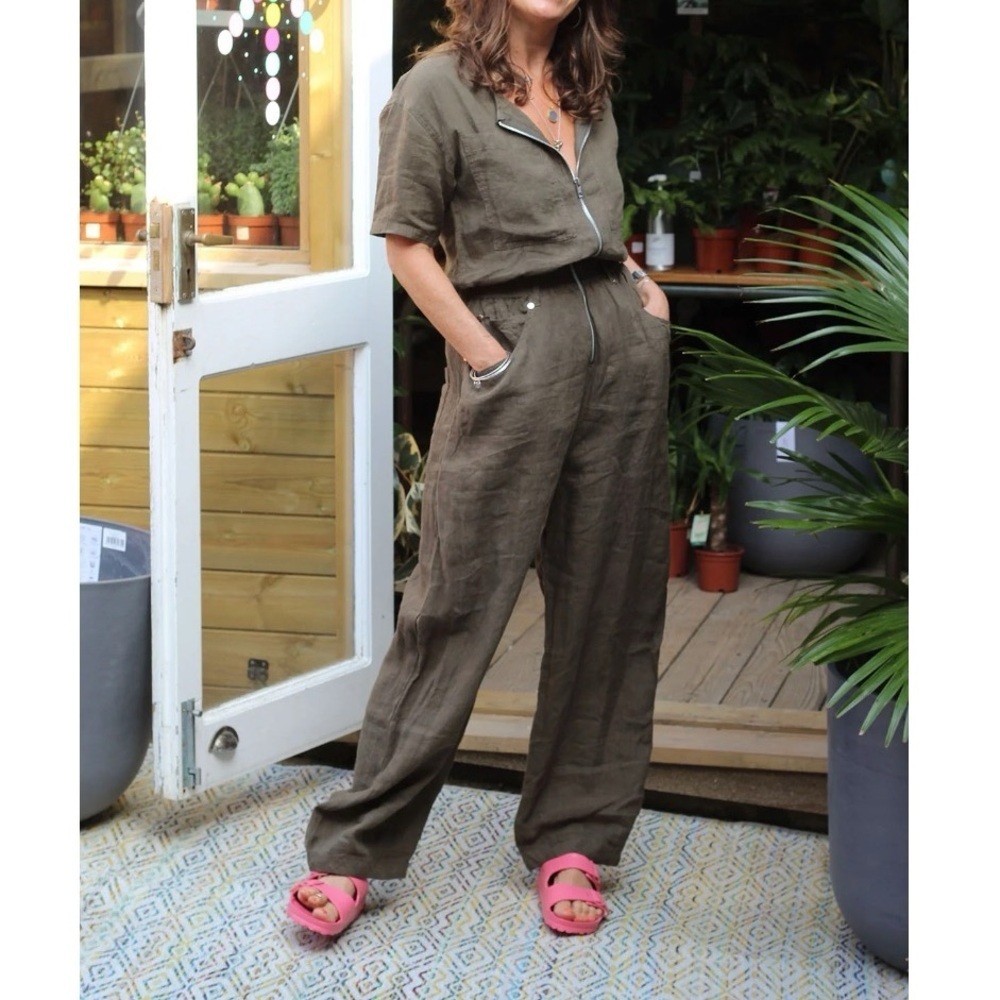 L.F. Markey Francis Boilersuit One Piece in Olive Linen